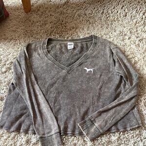 PINK Victoria's Secret Charcoal V-Neck Top